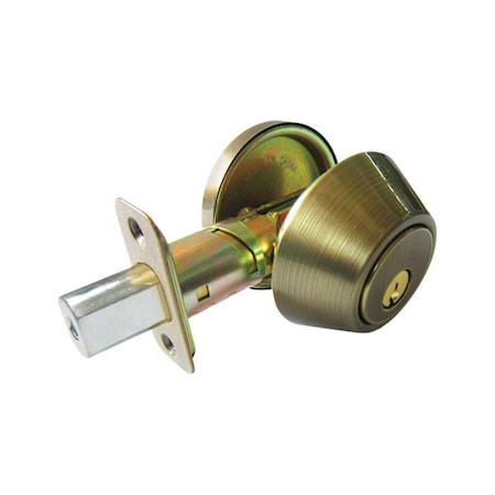 Muebles Para El Hogar Antique Brass Metal Single Cylinder Deadbolt - ANSI Grade 3, 1.75 in. MU2738227